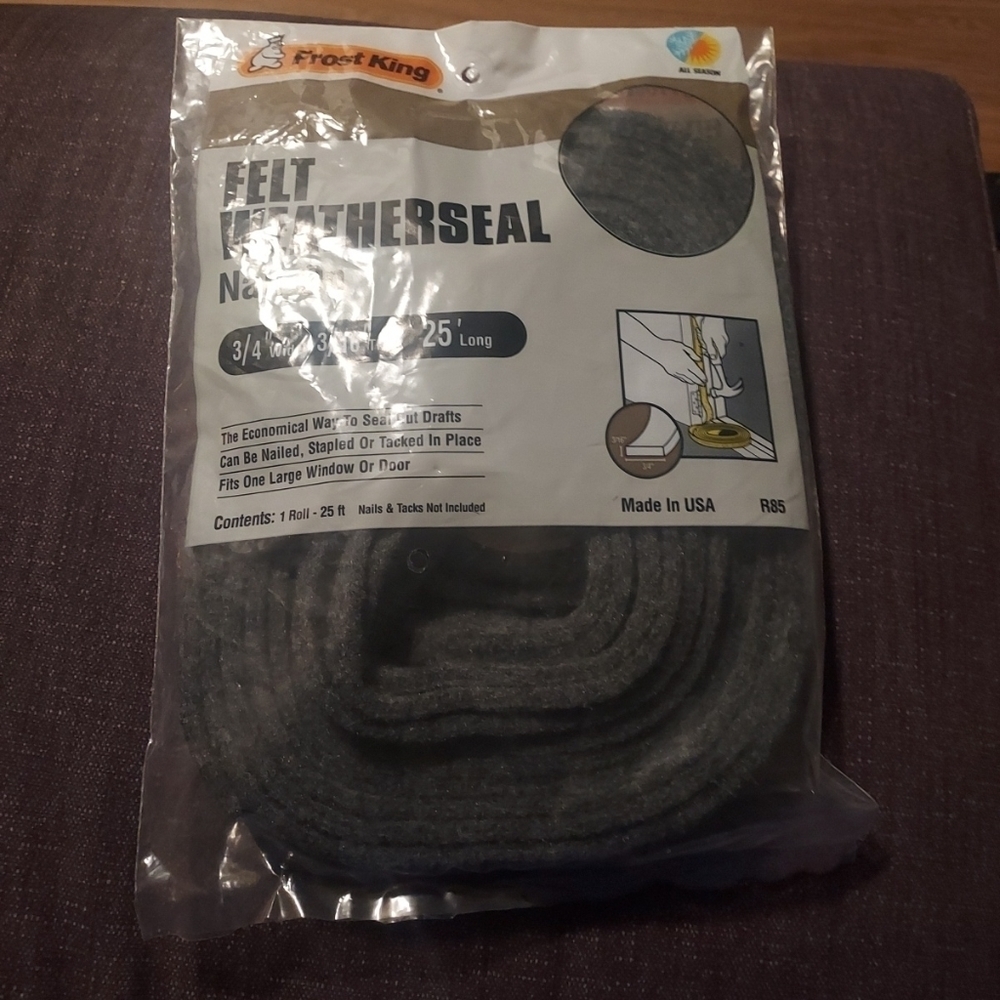 FELT Weatherseal Frost King 3/4in w 3/19in thick 25ft Long